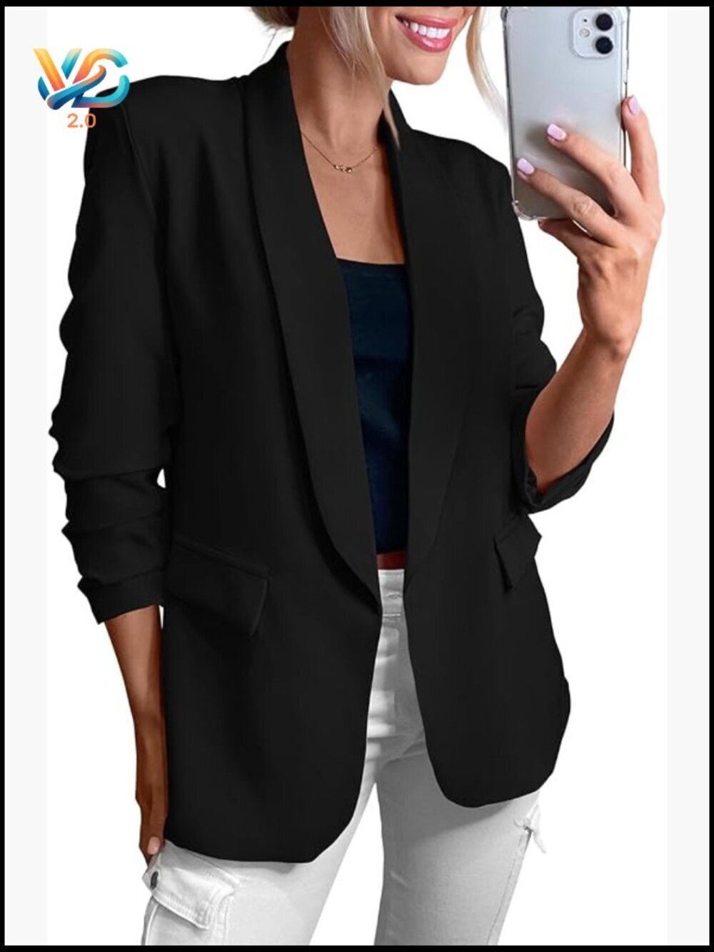 Lightweight Shawl Collar Blazer with Pockets for Business Casual Office Wear